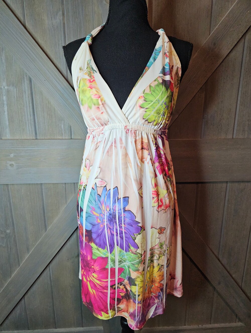Body Central Women's Floral Print Halter Dress sz Small